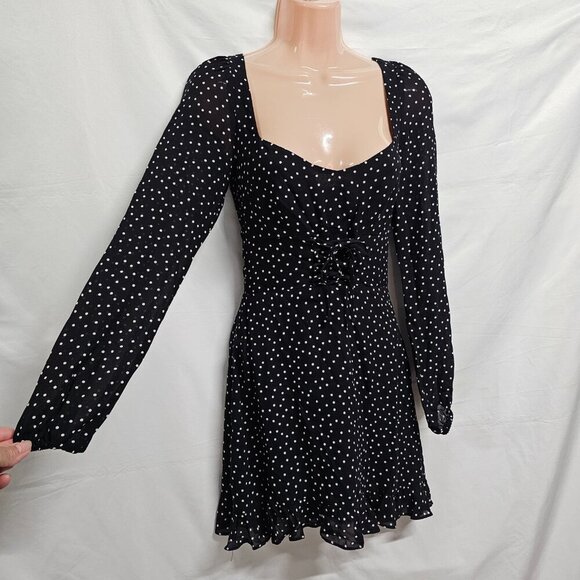 Reformation Bradshaw Dress in Selene Black and White Polka Dots Size 2 - Picture 8 of 14